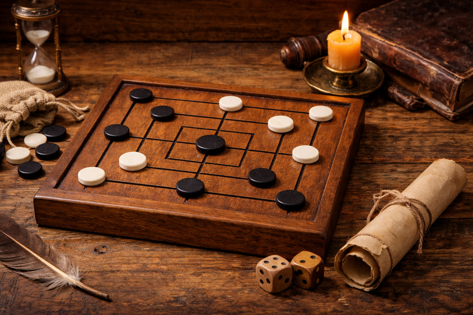 A modern layout of Nine Men's Morris