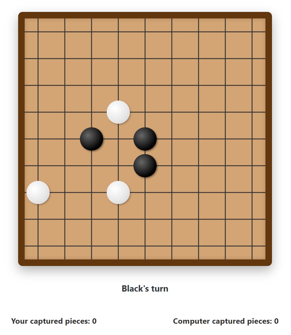 A Go board with black and white stones