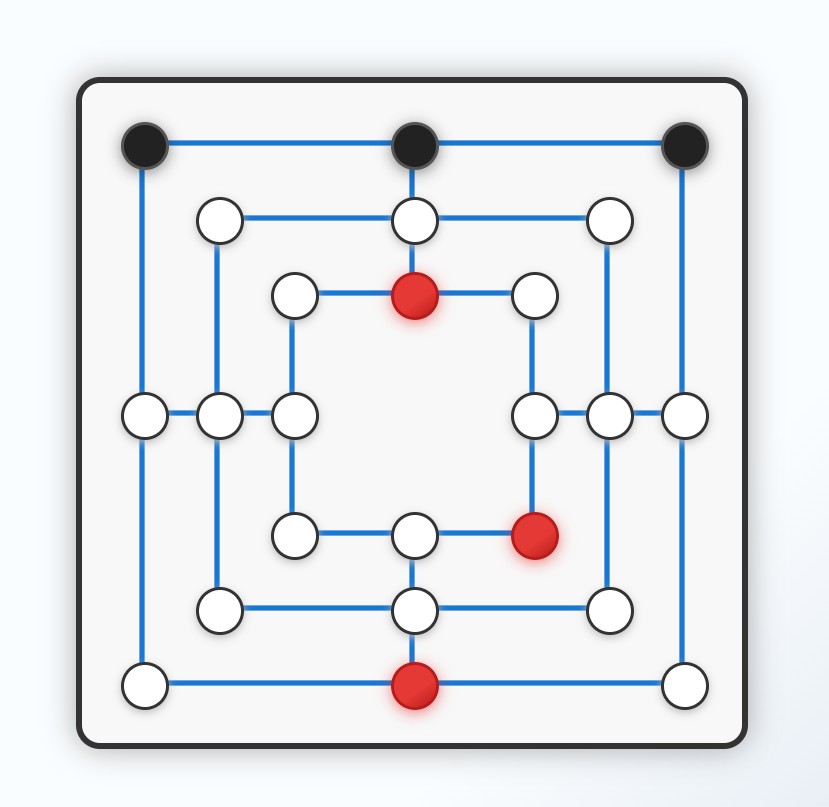 A board for the game Nine Men's Morris